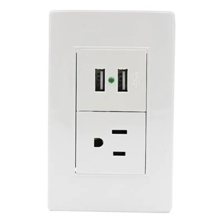 Contacto Toma Corriente Con 2 Puertos De Usb Color Blanco Contacto Toma Corriente Con 2 Puertos De Usb Color Blanco