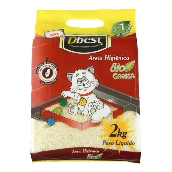 Areia Higiênica Sanitária Para Gatos Dbest Bio Grossa 2kg