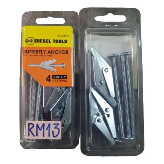 Ramplug Metalico Mariposa Con Tornillos 3/16 8 Unidades