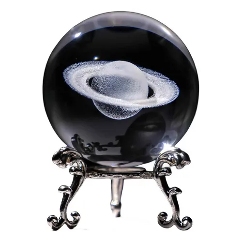 ` Bola De Cristal De Saturno Grabada Con Láser 3d