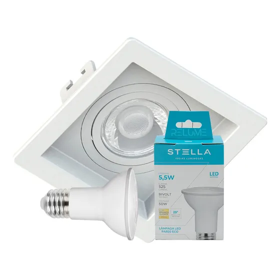 Spot Embutir Par20 Recuado Save Energy C/lâmpada 5,5w Stella