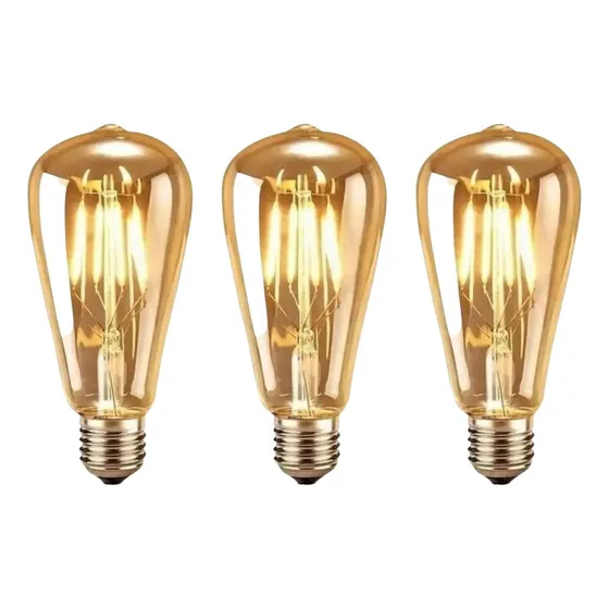 Kit 3 Lâmpada Galaxy Led Decorativa Retrô Vintage Âmbar 2400k 127/220V