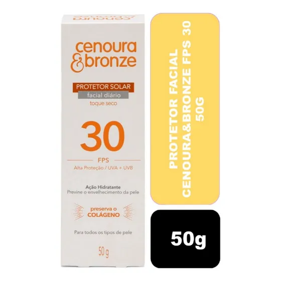 Protetor Solar Cenoura Bronze Facial Diário Fps30 - Com 50g