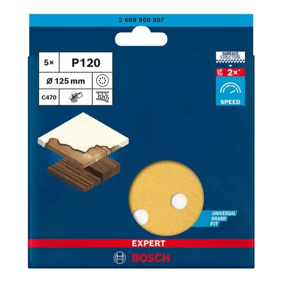 Pack 5 Discos De Lija Expert C470 / 125mm (5'') - Bosch