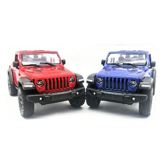Jeep Rubicon Camioneta De Colección A Escala Colección X2 Color Azul Y Rojo