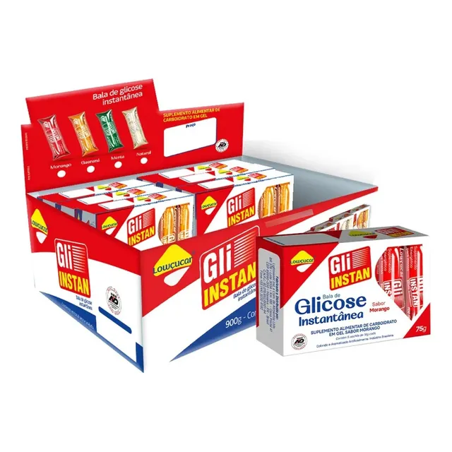 Glicose Instantânea De Morango Display Com 12 Caixas De 75g