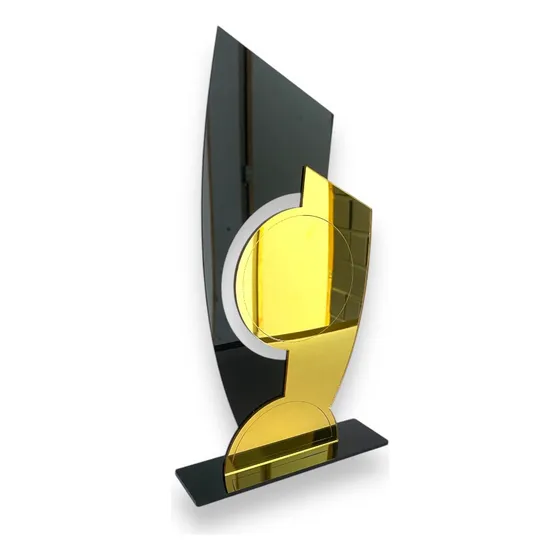 Troféu Universal Acrílico Preto E Dourado 11x25 C/base Preta