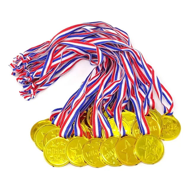 100 Pzs Medallas Plástico Dorado Para Niños Juegos Deportes