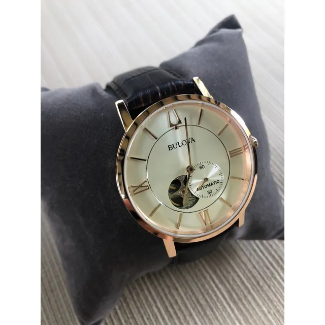 Reloj Bulova Faja De Cuero Café Automático