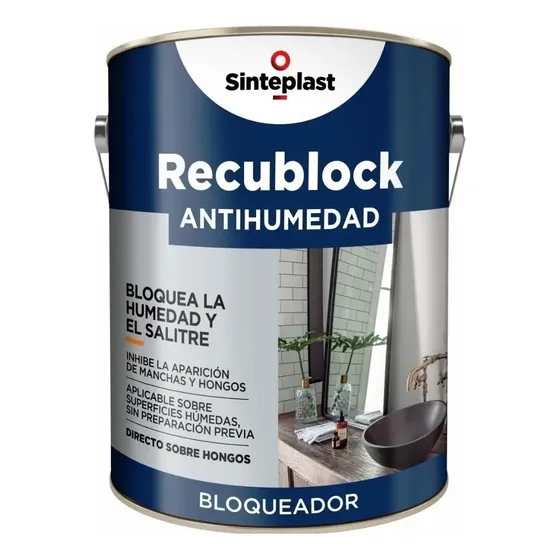 Recublock Antihumedad X 4 Litros Bloqueador Sinteplast Mm Acabado Mate Color Incoloro