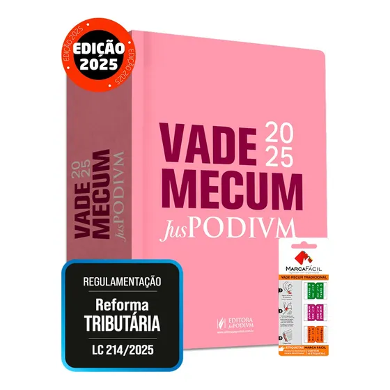 Vade Mecum Tradicional - Exame Da Oab - Capa Rosa - Editora Juspodivm + Etiquetas Marca Fácil