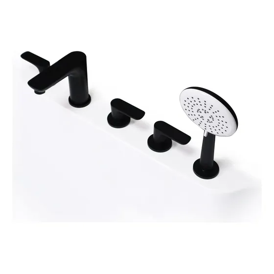 Grifo Bañera Romano Ducha Negro Mate 5 Agujero 3 Manija Para