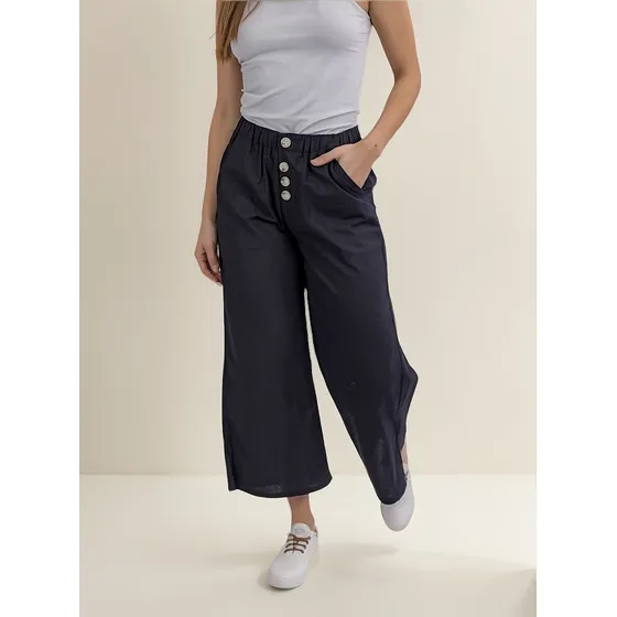 Pantalón De Lino Ufo Feather Negro