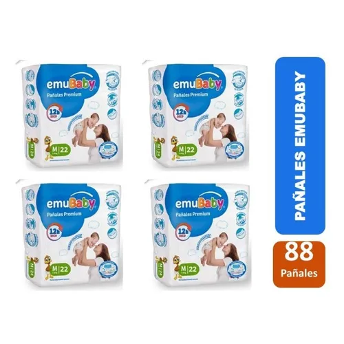 Pañal Emubaby Premium Talla M Pack X 4 Paquetes Tamaño Mediano (M)
