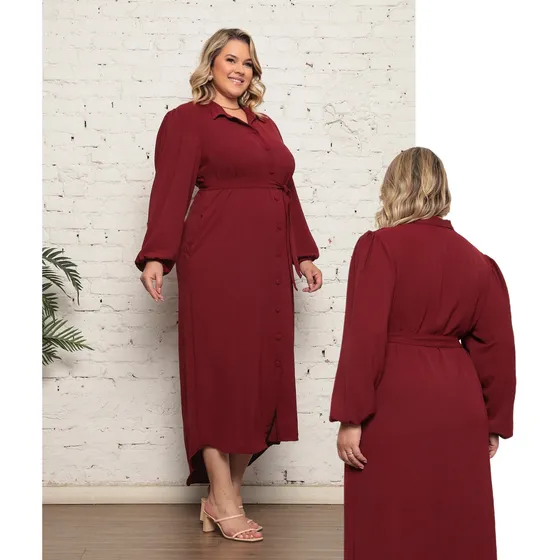 Vestido Chamise Longo Plus Size Feminino Decote V Casamento