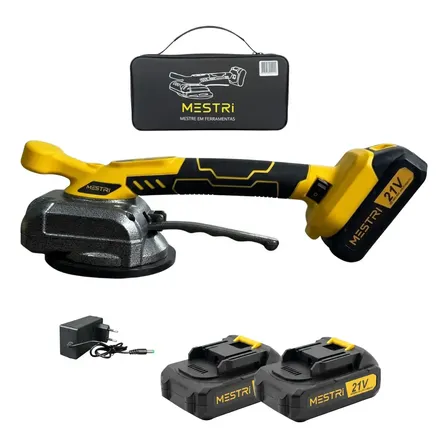 Máquina Para Assentar Piso Porcelanato Profissional Mestri M-500 Vibratória Sem Fio Com 2 Baterias De Lítio Amarelo 127/220v