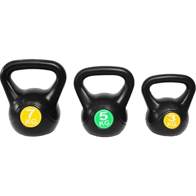 Set Pesas Rusas Kettlebell 15kg Crossfit Gym 6, 11 Y 15 Lb Color Negro