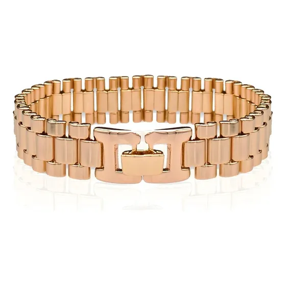 Elegante Pulsera Tejida Tipo Reloj 12mm Chapa De Oro 18k