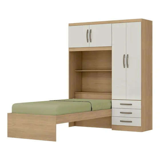 Guarda-roupa Infantil Com Cama 4 Portas 3 Gavetas Fh