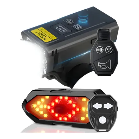 Kit Luz Farol Bike Buzina Sinalizador Seta Recarregável K240 Preto
