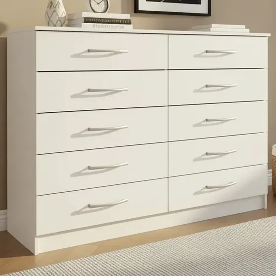 Cajonera Moderna Blanca MDP 10 Cajones Rieles PVC 92x124x40 cm | Cuotas sin interés