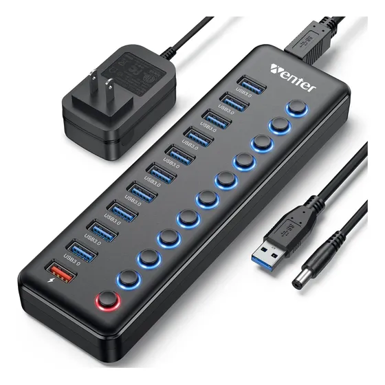 Adaptador Hub 10 Puertos Usb 3.0 Con Puerto Cargador