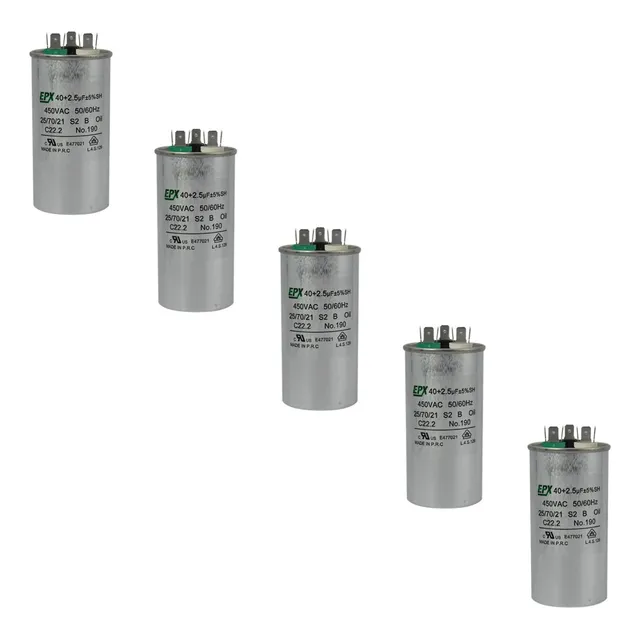 Kit 5 Capacitor Duplo 40+2.5uf 450vac Ar Condicionado Epx