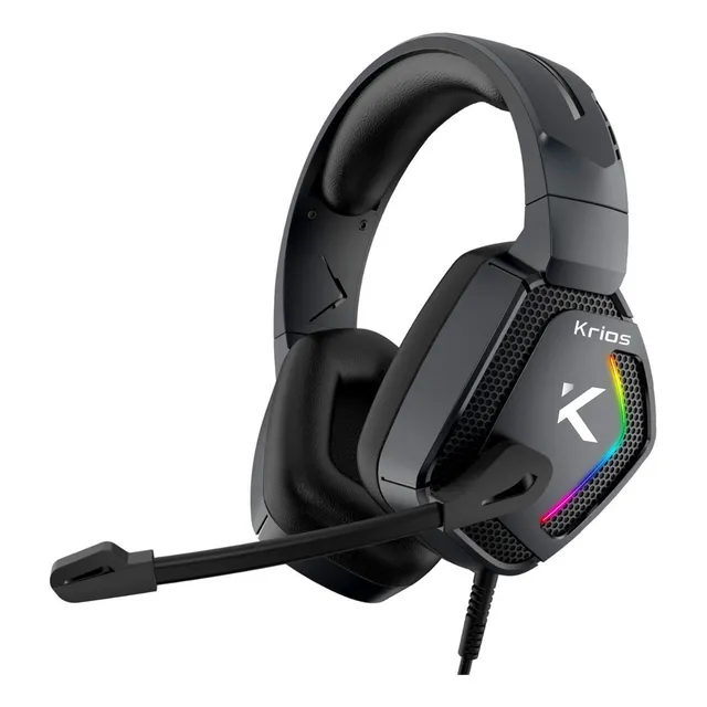 Audífonos Gamer Krios K12 Diadema Con Microfono Led Rgb Para Xbox Pc Ps4 Color Negro