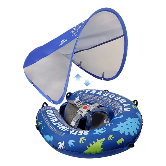 Flotador De Bebé Con Dosel En Forma De Nave Espacial Azul