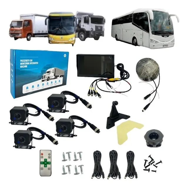 Kit 4 Cámaras + Pantalla 7 Dvr + Cable Camión Bus 12-24volt