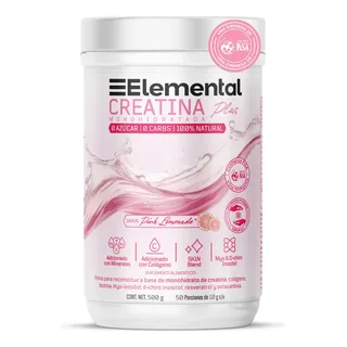 Elemental Creatina Monohidratada Plus Para Mujer Sabor Pink Lemonade 500g Limonada Rosa