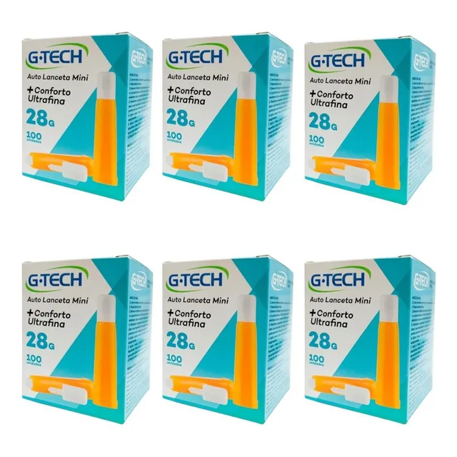 Auto Lanceta Automáticas G-tech Kit 6 Cx C/100un 28g Cada