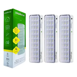 Intelbras Kit 3 Lâmpadas Luminária De Emergência Recarregável Lâmpada