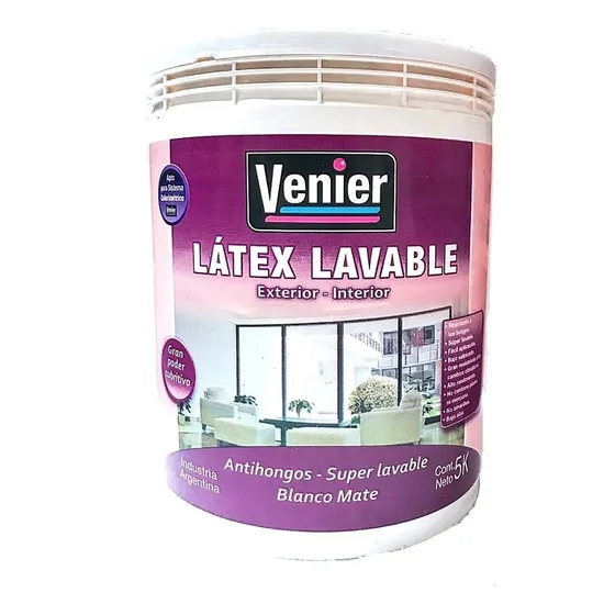 Latex Interior Exterior 4 Litros Lavable Antihongos Venier