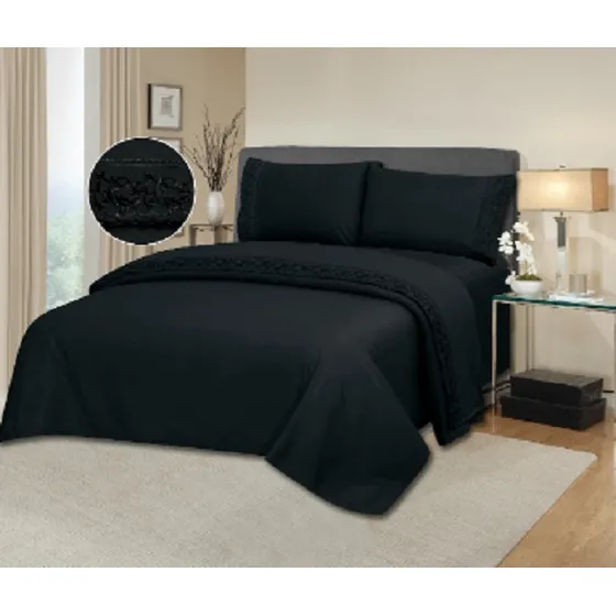 Juego Sabanas Con Broderie 2½ Plazas Premium Love And Home