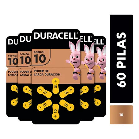 Pack 60 Pilas Duracell Audífono Tamaño 10