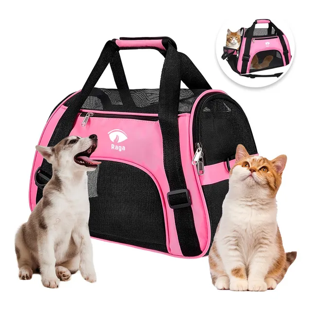 Mochila Transportadora Bolsa Mascota Perro Gato Viaje Chica Color Rosa