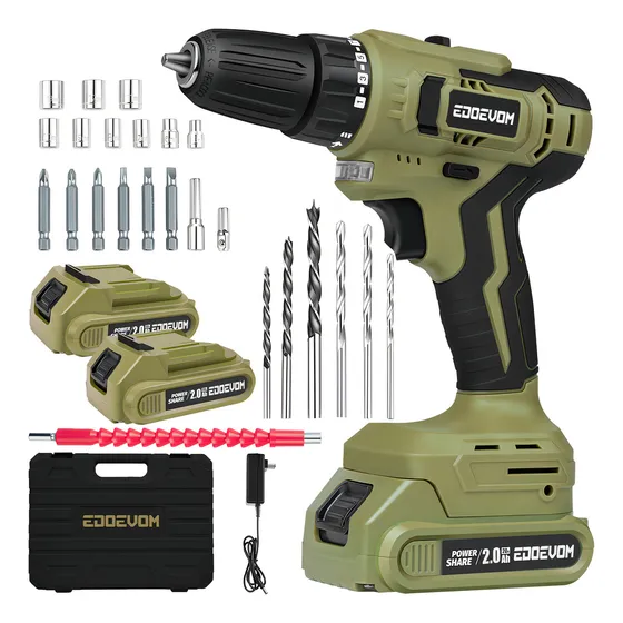 Taladro Atornillador Kit Inalámbrico Edoevom Con 2 Baterías EA20-P1-2 20V
