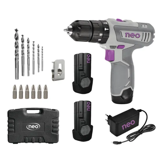 Taladro Atornillador Percutor Recargable 12v 10mm (2 Bat)neo