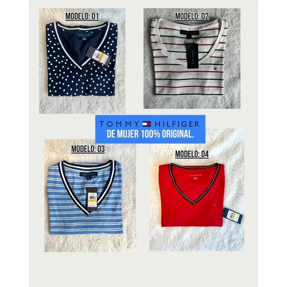 Franelas Tommy Hilfiger Mujer Algodón Manga Corta
