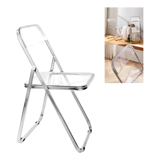 Silla De Comedor Acrilico Plegable Transparente Homilu Trasparente Plateado Trasparente