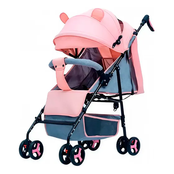 Carriola De Bastón Plegable Todostore Para Bebé Carreola Reclinable Color Rosa