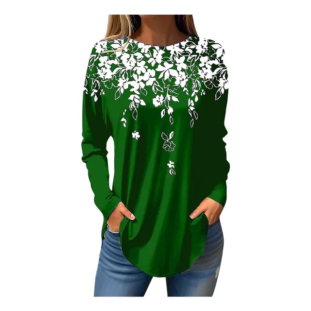 Sudadera Manga Larga Para Mujer Estilo Tunica Cuello Redondo