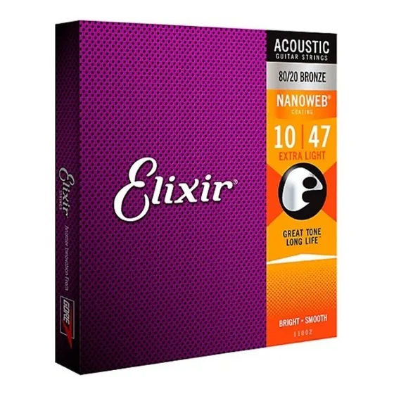 Encordoamento Elixir Cordas 0.10 Extra Light Violão Aço 