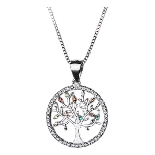 Collar Cadena Colgante Dije Arbol Plata 925