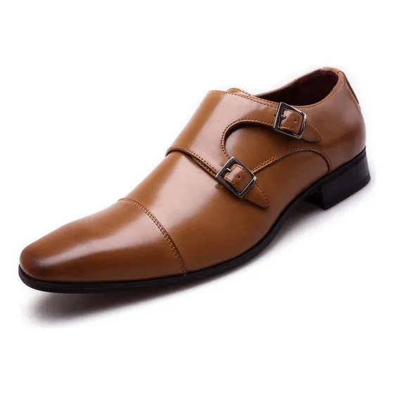 Zapatos De Cuero Con Hebilla Formal Y Punta Cuadrada Hombre