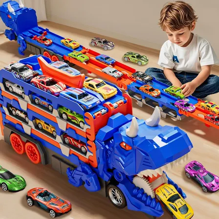Caminhão De Engolir Dinossauro Transformável Brinquedo 7 Em1 Caminhão De Engolir Dinossauro Transformável Brinquedo 7 Em1 Azul
