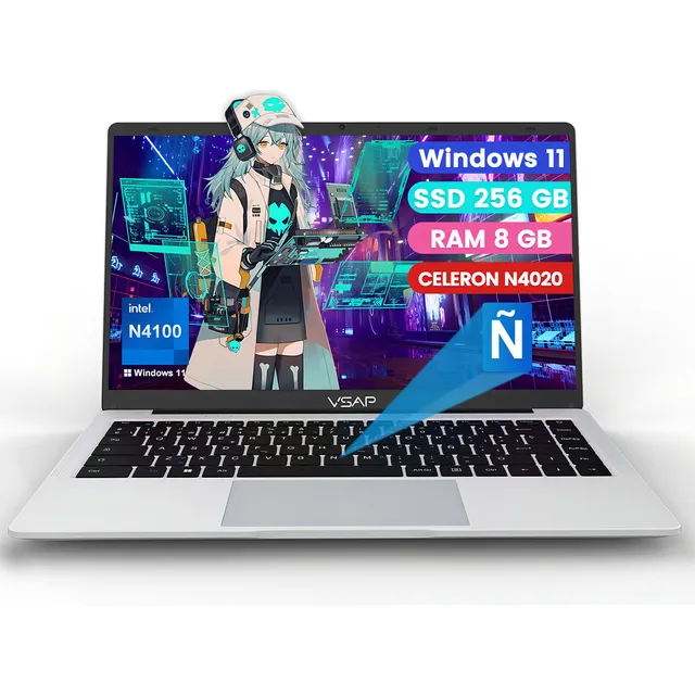 Laptop VSAP VNJH1402 14.1'' Intel Celeron N4020 8gb Ram 256gb Ssd Windows 11 Pro Color Plateado