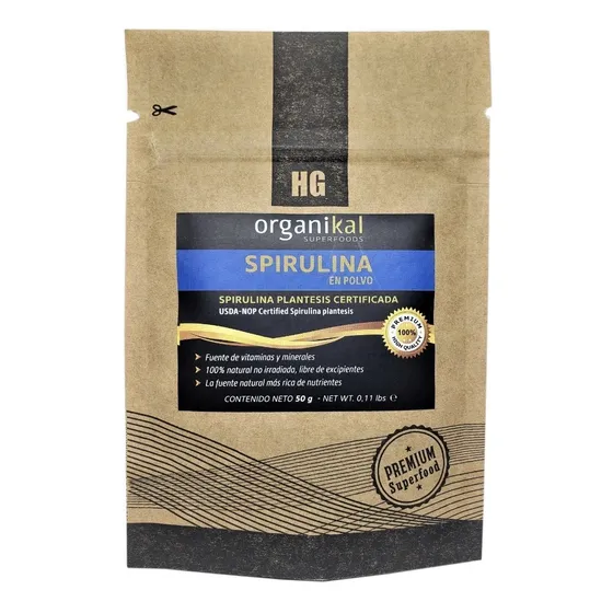 Spirulina En Polvo Organikal X50gr Hgl