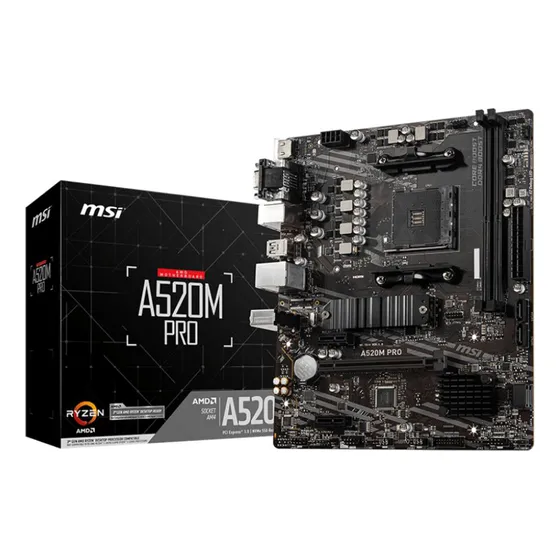 Tarjeta Madre Msi A520m Pro Socket Am4 Micro Atx Color Negro